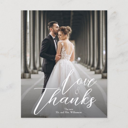 Budget Elegant Script Weduwfoto Hartelijk kaart (Voorkant)