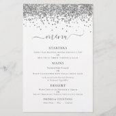 Budget Elegant Silver Glitter Wedding Menu (Voorkant)
