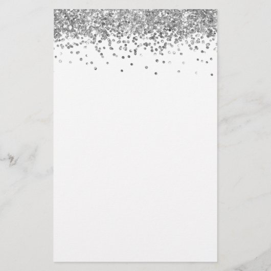 Budget Elegant Silver Glitter Wedding Menu (Achterkant)
