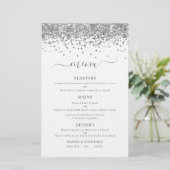 Budget Elegant Silver Glitter Wedding Menu (Staand voorkant)