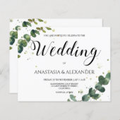 BUDGET/Elegant simpele trouwuitnodiging. (Voorkant / Achterkant)