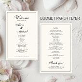 Budget elegant simple black ivory wedding program flyer