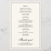 Budget elegant simple black ivory wedding program flyer (Achterkant)