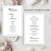 Budget elegant simple black white wedding program flyer