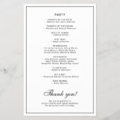 Budget elegant simple black white wedding program flyer (Achterkant)