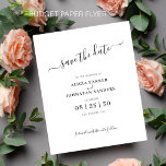 Budget elegant sparen de datum zwart-wit flyer<br><div class="desc">Moderne elegante minimalistische typografie script neutraal BUDGET BETAALBARE bruiloft bewaar de datum PAPER FLYER (adverteren type papieren flyer). LEES DIT ALSTUBLIEFT VOOR AANKOOP! Dit is een budget betaalbare trouwkaart afgedrukt op een flyer. Houd er rekening mee dat BUDGET PAPIER IS DUN - U kunt upgraden om deze kaart afgedrukt te...</div>