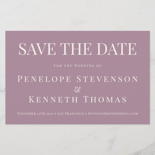Budget Elegant Stof Paars Save The Date (Voorkant)