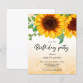 Budget Elegant Sunflower Birthday Party Invitation (Voorkant / Achterkant)