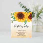 Budget Elegant Sunflower Birthday Party Invitation (Staand voorkant)