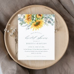 Budget Elegant Sunflower Bridal Shower Invitation<br><div class="desc">Een  herfst florale bridale doucheuitnodiging met waterverf zonnebloem en eucalyptus bouquet. Klik uitgeven knoop om dit ontwerp aan te passen.</div>