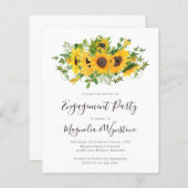 Budget Elegant Sunflower Verloving Invitation (Voorkant / Achterkant)