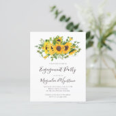 Budget Elegant Sunflower Verloving Invitation (Staand voorkant)