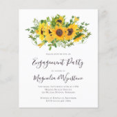 Budget Elegant Sunflower Verloving Invitation (Voorkant)