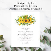 Budget Elegant Sunflower Wedding Uitnodiging