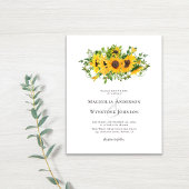 Budget Elegant Sunflower Wedding Uitnodiging
