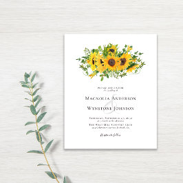 Budget Elegant Sunflower Wedding Uitnodiging