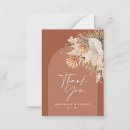 budget elegant terracotta bruiloft bedankt notitiekaartje