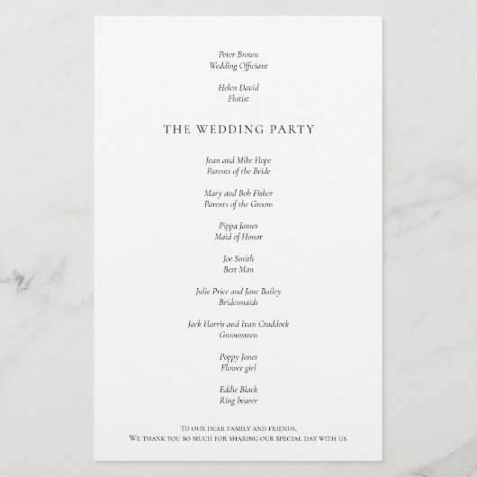 Budget Elegant Text Black White Wedding Programme (Achterkant)