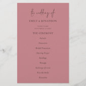 Budget Elegant Text Dusty Roos Wedding Programme (Voorkant)