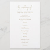 Budget Elegant Text Gold White Wedding Programme (Voorkant)