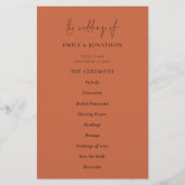 Budget Elegant Text Terracotta Wedding Programme (Voorkant)