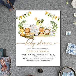 Budget Elegant Tropical Safari Baby shower Invite