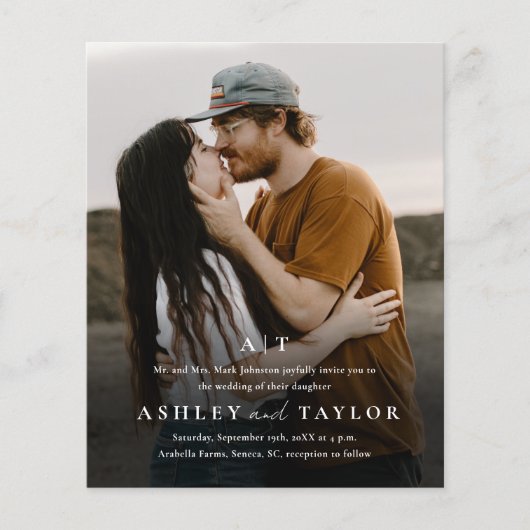 Budget Elegant Type Foto Weddenschap Uitnodiging (Voorkant)