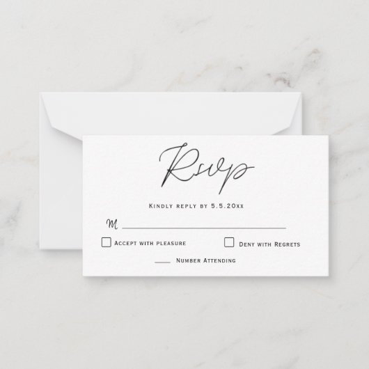 Budget Elegant Typography Wedding RSVP Kaarten Notitiekaartje (Voorkant)