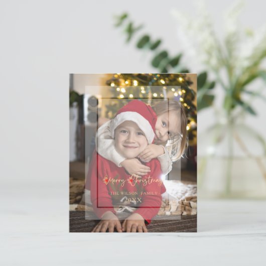 Budget Elegant Vellum Effect kerstfoto (Staand voorkant)