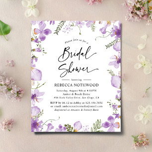 Budget Elegant Violet Bridal Shower Uitnodiging