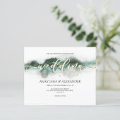 BUDGET/Elegant waterverf bruiloft uitnodiging. (Staand voorkant)