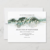 BUDGET/Elegant waterverf bruiloft uitnodiging. (Voorkant)