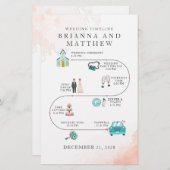 Budget Elegant Wedding Icons Itinerary Programme Briefpapier (Voorkant / Achterkant)