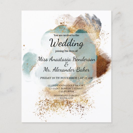 Budget Elegant Wedding Invitation. Flyer (Voorkant)