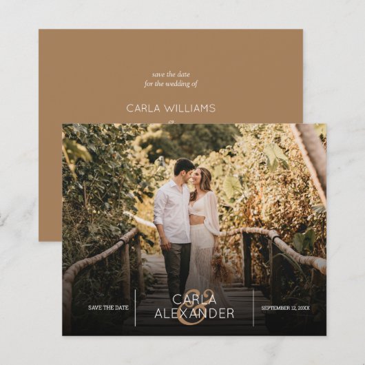 Budget Elegant Wedding Photo Save the Date (Voorkant / Achterkant)