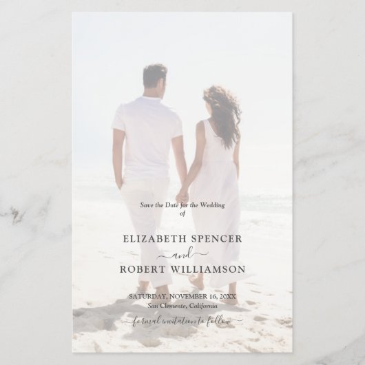 Budget Elegant Wedding Photo Save the Date Flyer (Voorkant)