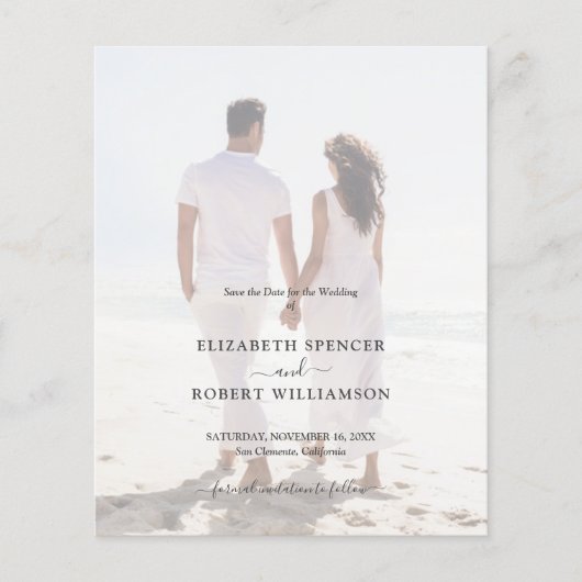 Budget Elegant Wedding Photo Save the Date Flyer (Voorkant)
