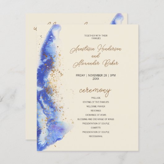 Budget Elegant Wedding Program card. (Voorkant / Achterkant)