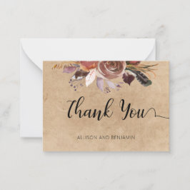 BUDGET Elegant Wedding Small Floral Hartelijk dank Notitiekaartje
