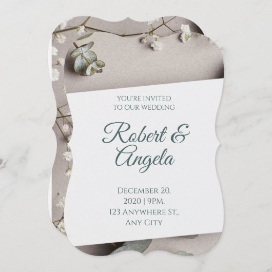 Budget Elegant Wedding Uitnodiging (Voorkant / Achterkant)