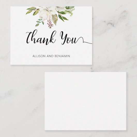 BUDGET Elegant Wedding White Floral Notitiekaartje (Voorkant / Achterkant)