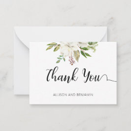 BUDGET Elegant Wedding White Floral Notitiekaartje
