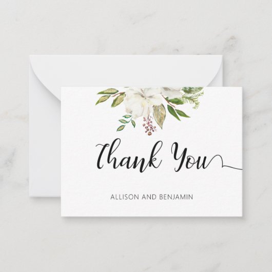 BUDGET Elegant Wedding White Floral Notitiekaartje (Voorkant)