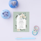 BUDGET Elegant White Roses Arch Wedding Invite Flyer (Enkel)