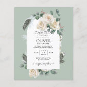 BUDGET Elegant White Roses Arch Wedding Invite Flyer (Voorkant)