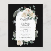 BUDGET Elegant White Roses Arch Wedding Invite Flyer (Voorkant)