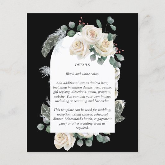 BUDGET Elegant White Roses Arch Wedding Invite Flyer (Achterkant)