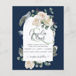 BUDGET Elegant White Roses Arch Wedding Invite Flyer