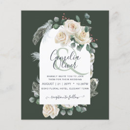 BUDGET Elegant White Roses Arch Wedding Invite Flyer