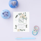 BUDGET Elegant White Roses Arch Wedding Invite Flyer (Enkel)